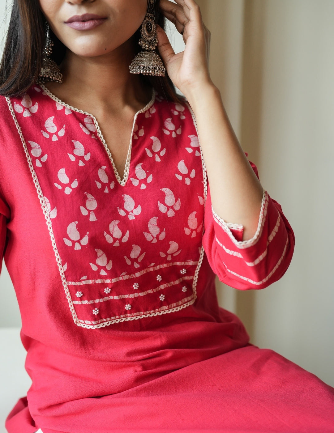 Red Cotton Flex Kurta