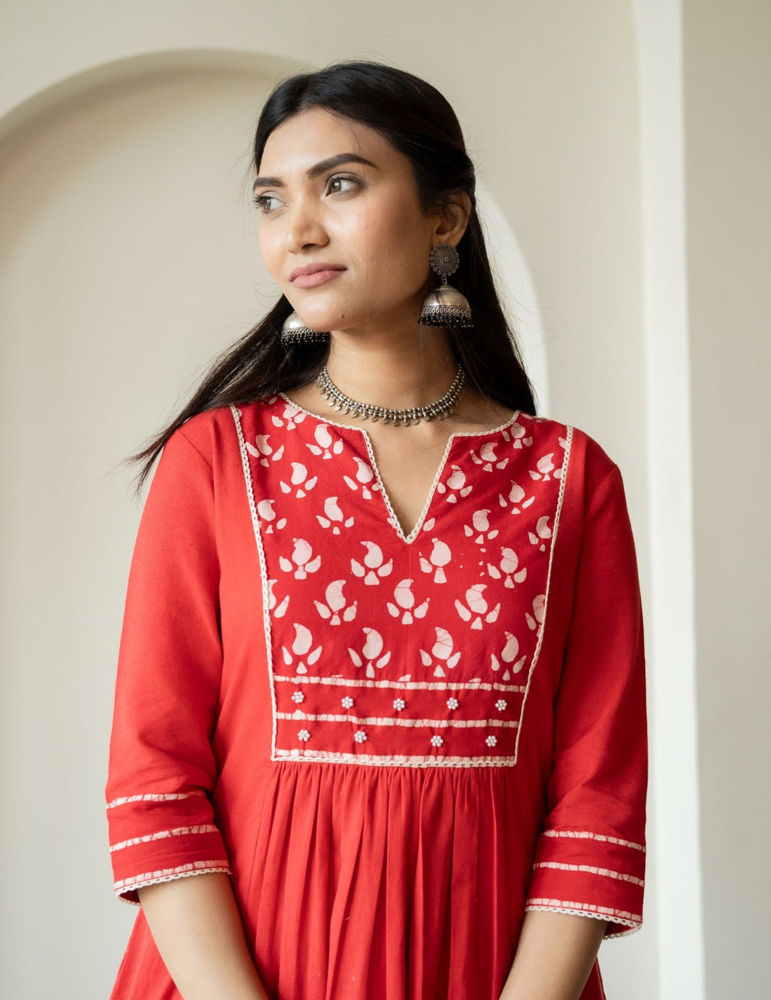Ruhani Red A-Line Kurta Set