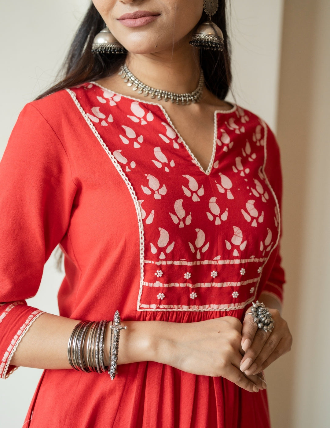 Ruhani Red A-Line Kurta Set