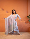 Aarohi Blue Blossom Cotton Kurta Set