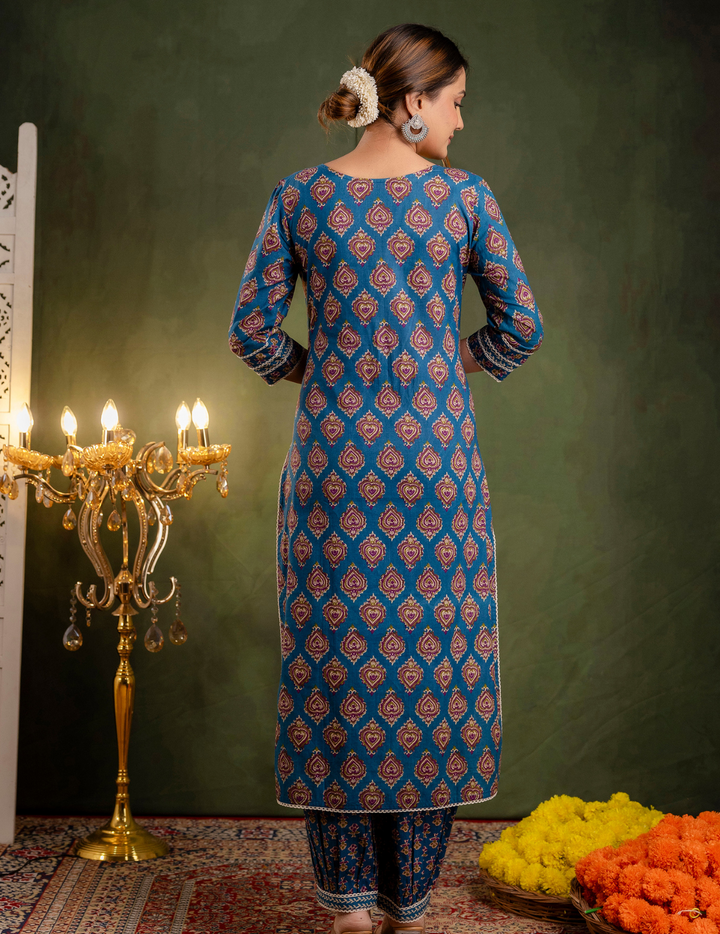 Indigo Floral Kurta Set