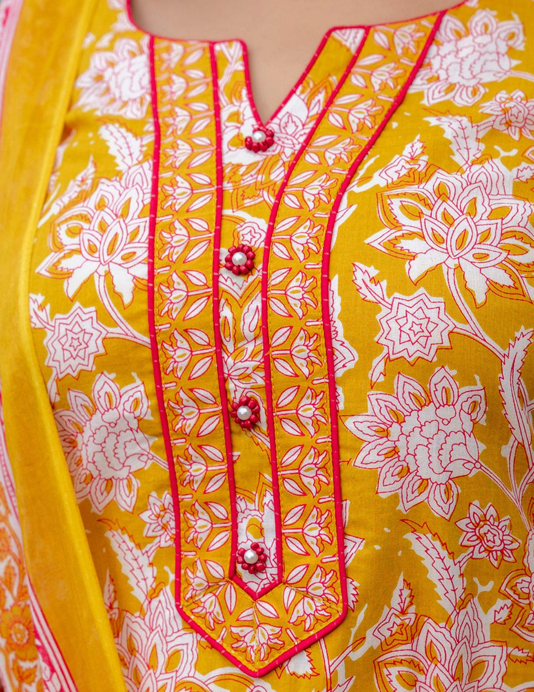 Radiance in Bloom - Yellow Cotton Kurta Set