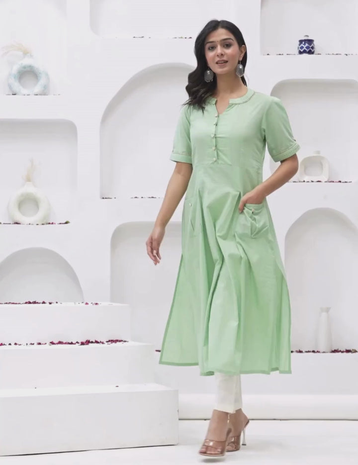 Mint Green Button-Down Kurta