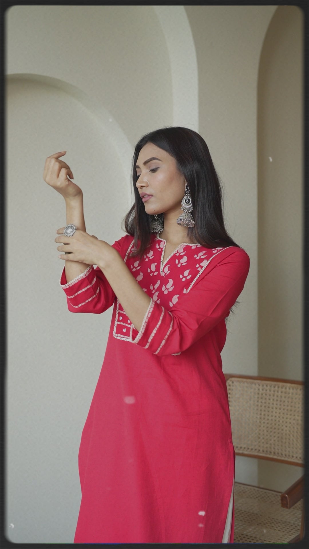 Red Cotton Flex Kurta