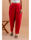 Cotton Flax Pants - Crimson Red