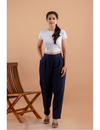 Cotton Flax Pants - Navy Blue